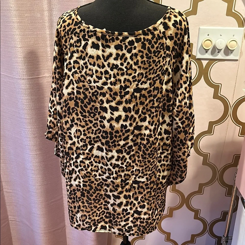 Laurie Felt Oversized Leopard Print Tunic Brown Black - Picture 8 of 8